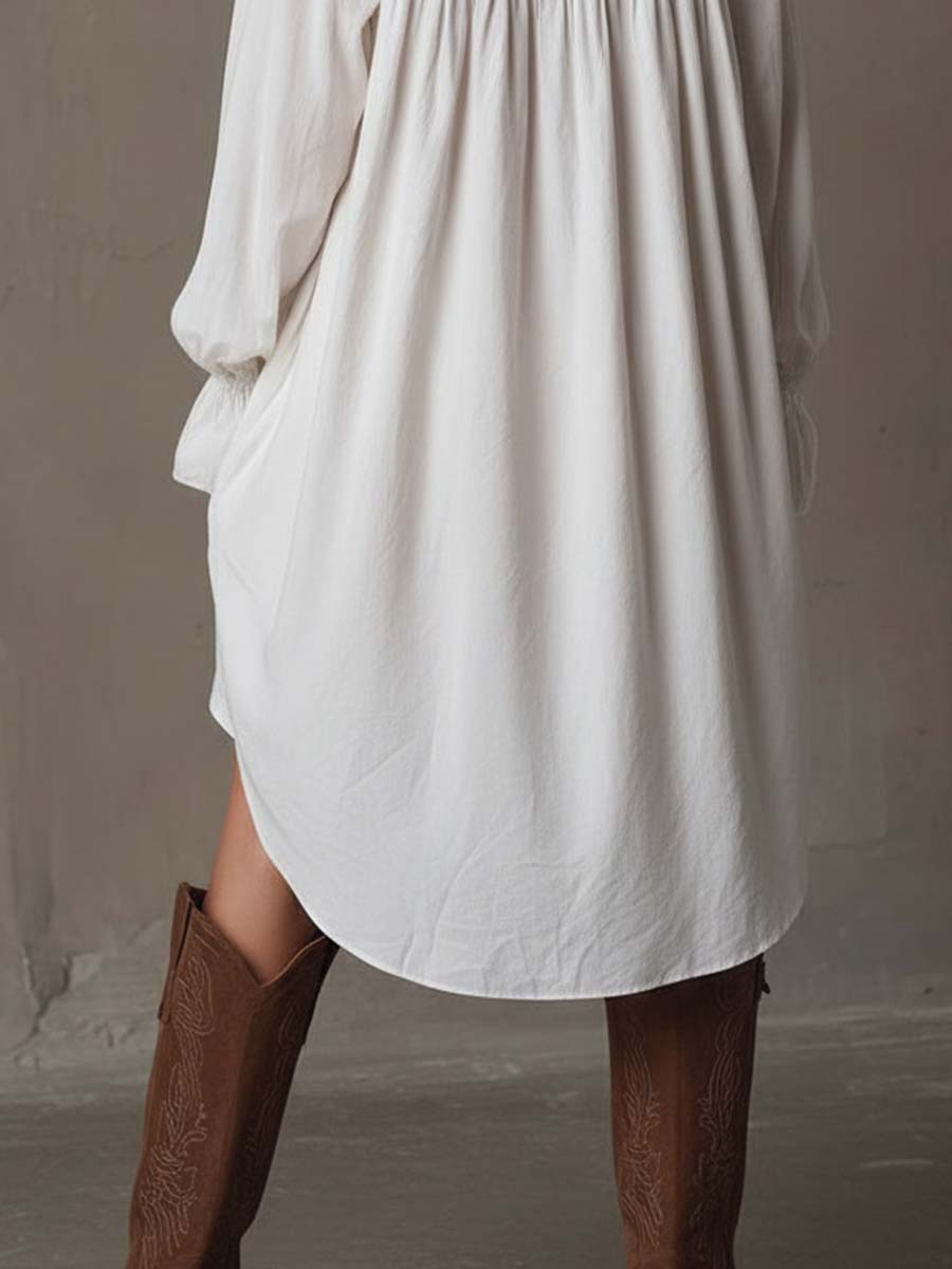 ליאת | שמלת חולצה עם פרטי תחרה