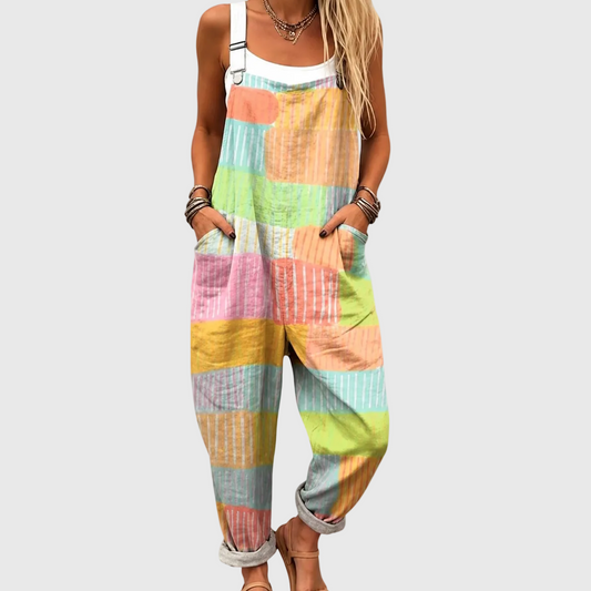 סרבל פאצ'וורק פסטל נוח