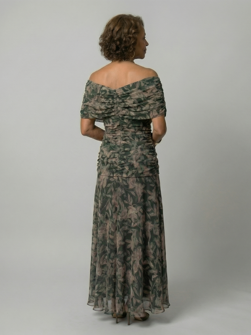 גלית | שמלת מידי זורמת עם כתפיים חשופות