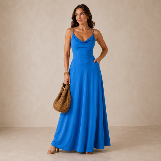 בוסתן™ | שמלת מקסי צווארון נפול